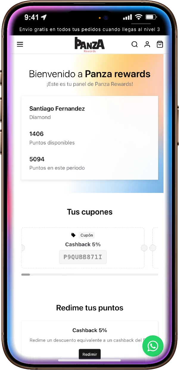 Panel de Panza Rewards